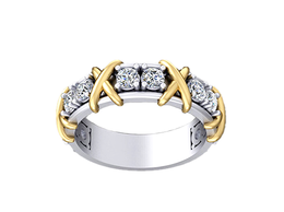 кт023 Золотое кольцо в стиле Tiffany* в двух цветах золота.