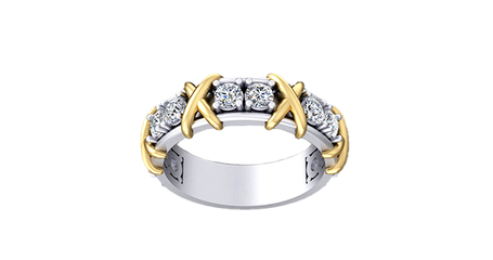 кт023 Золотое кольцо в стиле Tiffany* в двух цветах золота.