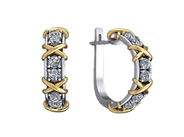 кт024 Серьги из золота в стиле Tiffany* в двух цветах золота.