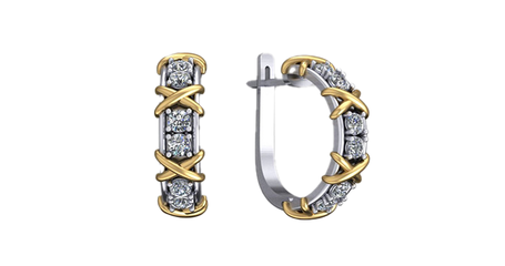 кт024 Серьги из золота в стиле Tiffany* в двух цветах золота.