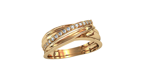 кт025 Золотое кольцо с дорожкой из фианитов 