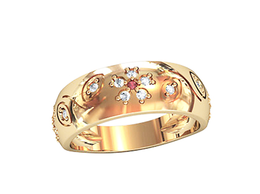 кт029 Кольцо из золота с узором «Цветок».