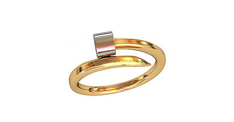 кт039 Кольцо «Гвоздь» из комбинированного золота.