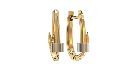 кт040 Серьги «Гвоздь» из комбинированного золота.