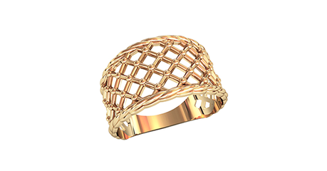 кт043 Золотое кольцо-сетка без камней