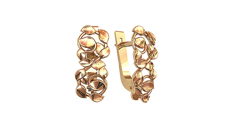 кт048 Золотые серьги «Жёлтые листья». 