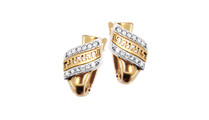 кт052 Изящные серьги с узором «Меандр»