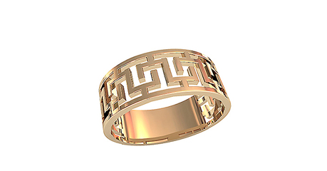 кт053 Кольцо широкое с узором Меандр