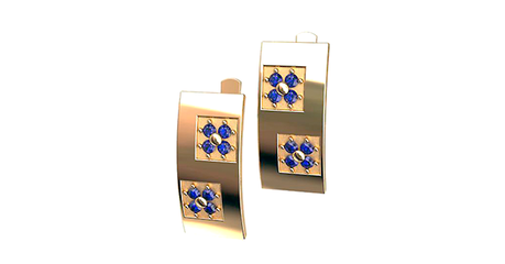 кт056 Золотые серьги «Белорусские васильки».