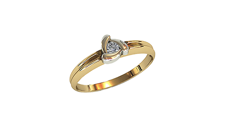 кт065 Нежное колечко с камушком.