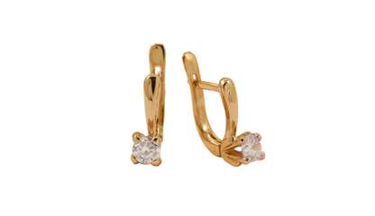 кт068 Серьги с фианитами на английском замке 