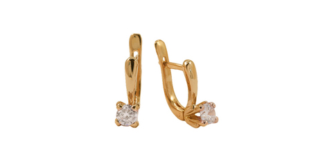 кт068 Серьги с фианитами на английском замке 