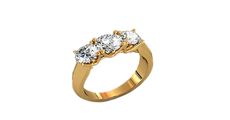 кт071 Золотое кольцо с тремя фианитами 