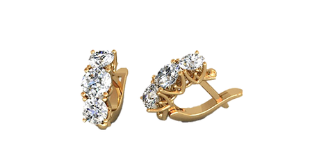 кт072 Золотые серьги с крупными фианитами 