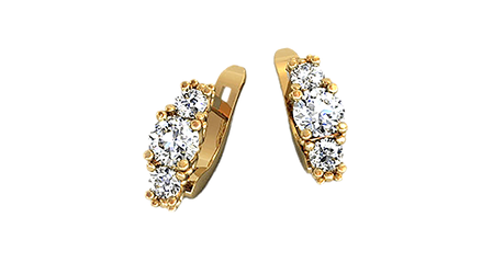 кт074 Золотые серьги с фианитами.