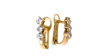 кт076 Золотые серьги «Фирменный стиль» с уникальной системой застёжки