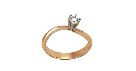 кт083 Золотое кольцо двухцветное с фианитом- доступная роскошь.