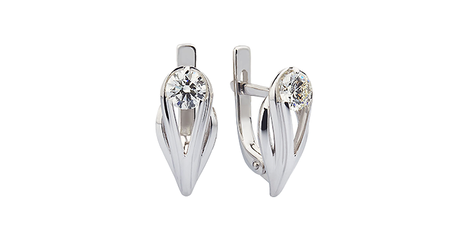 кт088 Витиеватые серьги с фианитами.