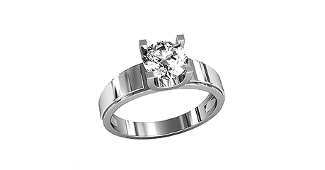 кт089 Золотое кольцо с белым фианитом классической формы