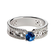 кт093 Ажурное кольцо «Капля океана» в белом золоте с синим фианитом