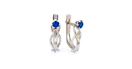 кт104 Ювелирные серьги «Сияние» с синими камнями