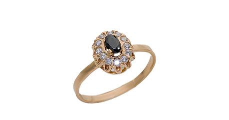 кт125 Комбинированное кольцо из золота «Тёмная принцесса»