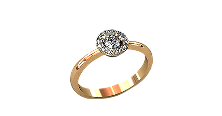 кт127 Кольцо с центральным камнем в окружении фианитов