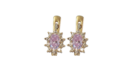 кт130 Золотые серьги «Сияние» с фианитами.