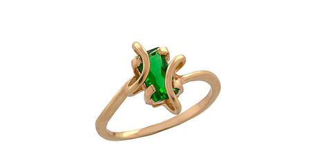 кт137 Женское кольцо «Лесная сказка» с камнем багет.