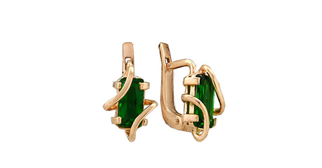 кт138 Женские серьги «Лесная сказка» с камнями огранки багет.