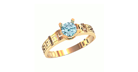 кт147 Золотое кольцо в греческом стиле.