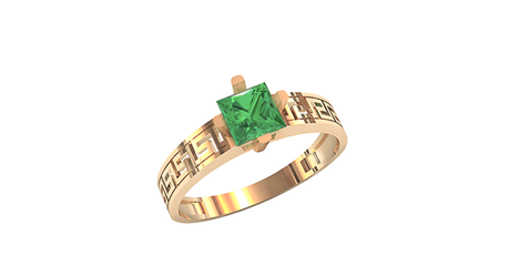 кт149 Современное кольцо с узором Меандр