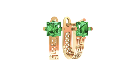 кт150 Современные серьги с узором Меандр.