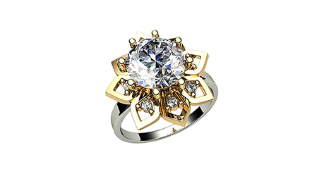 кт163 Золотое кольцо «Каменный цветок».