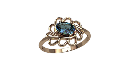 кт167 Золотое кольцо с овалом в ажурной оправе.