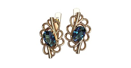 кт168 Серьги с овалами в ажурной оправе.