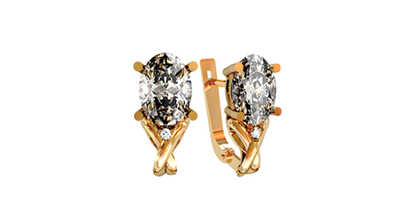 кт170 Серьги с фианитами в форме овала  «Вега».