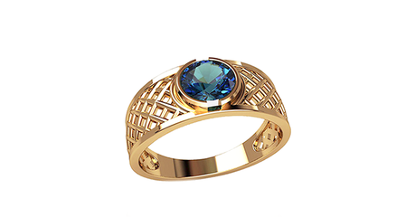 кт177 Кольцо-сетка в золоте с крупным фианитом.