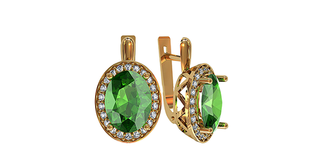 кт198 Серьги классической формы с крупными овальными вставками