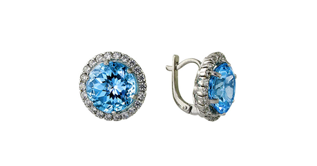 кт200 Объёмные серьги с голубыми вставками.