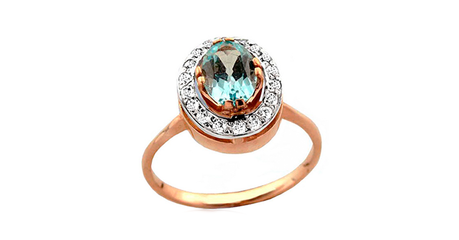 кт201 Кольцо «Тайфун» с накладкой из белого золота и фианитами.