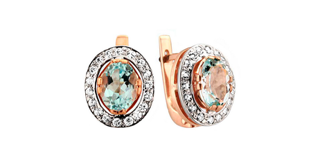 кт202 Серьги «Тайфун» с накладкой из белого золота и фианитами.