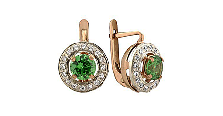 кт204 Нарядные серьги «Лесная симфония» с крупными камнями. 