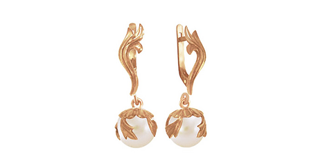 кт225 Серьги-подвески с жемчугом 