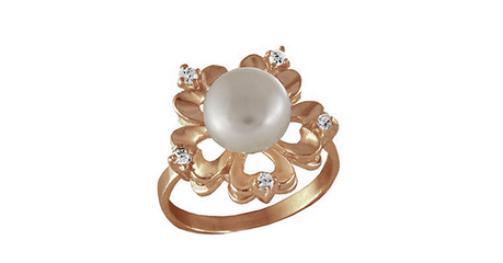 кт233 Кольцо с жемчугом «Каменный бутон»