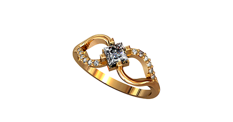 кт243 Кольцо с квадратным камнем «Архитектура чувств»