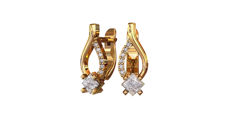 кт244 Серьги с квадратными фианитами «Архитектура чувств»