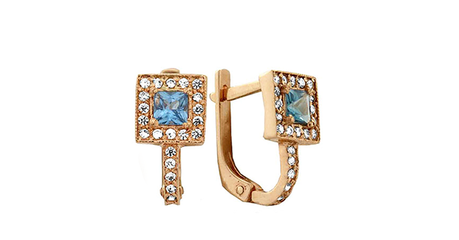 кт246 Серьги квадратной формы с фианитами «Мир в квадрате»