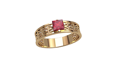 кт247 Золотое кольцо с квадратным камнем 