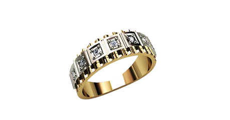 кт249 Кольцо с накладками из белого золота.